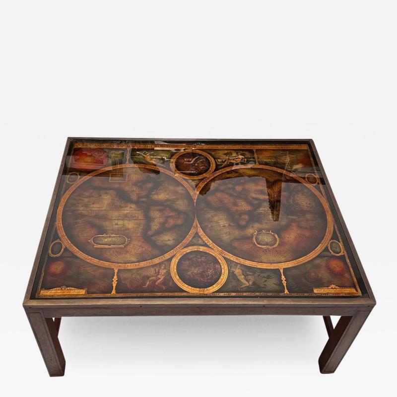 Maison Jansen 1960 s Maison Jansen Eglomise World Globe Cocktail Table