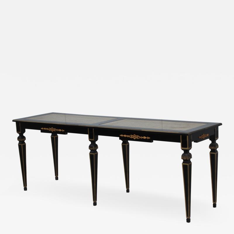 Maison Jansen 1960s Custom Made Long Console With Gold Leaf Top Finish