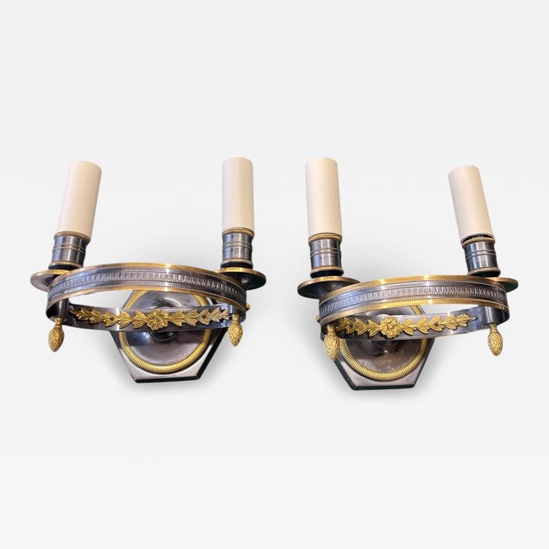 Maison Jansen 1960s Patinated brass sconces by Maison Jansen