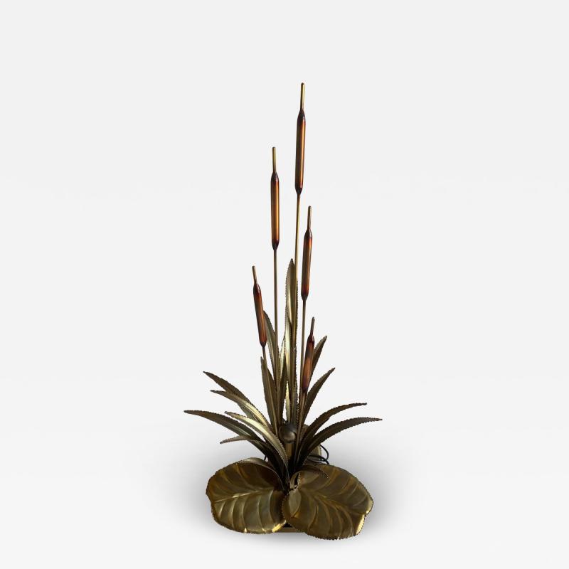 Maison Jansen 1970 Brass Reed Lamp in the Style of Maison Jansen
