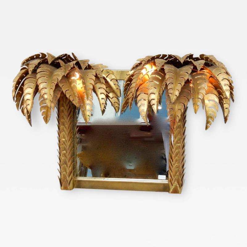 Maison Jansen 1970 Illuminating Palm Tree Mirror Unique and Original Piece by Barbier Jansen