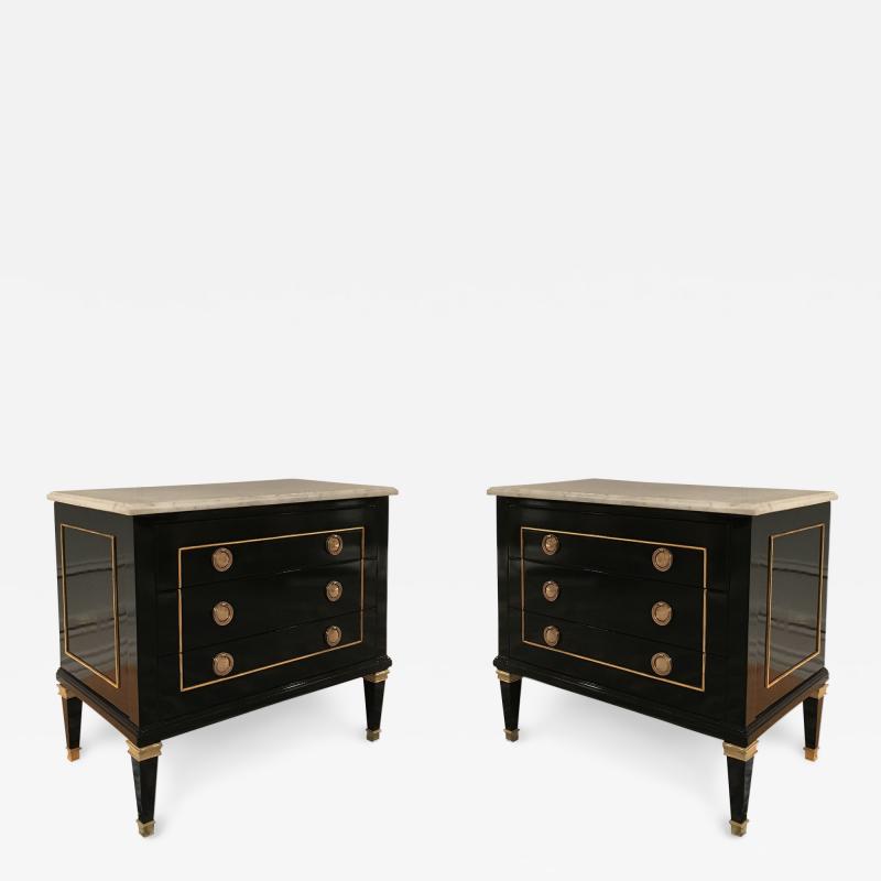 Maison Jansen A Pair of Marble Topped Commodes by Maison Jansen