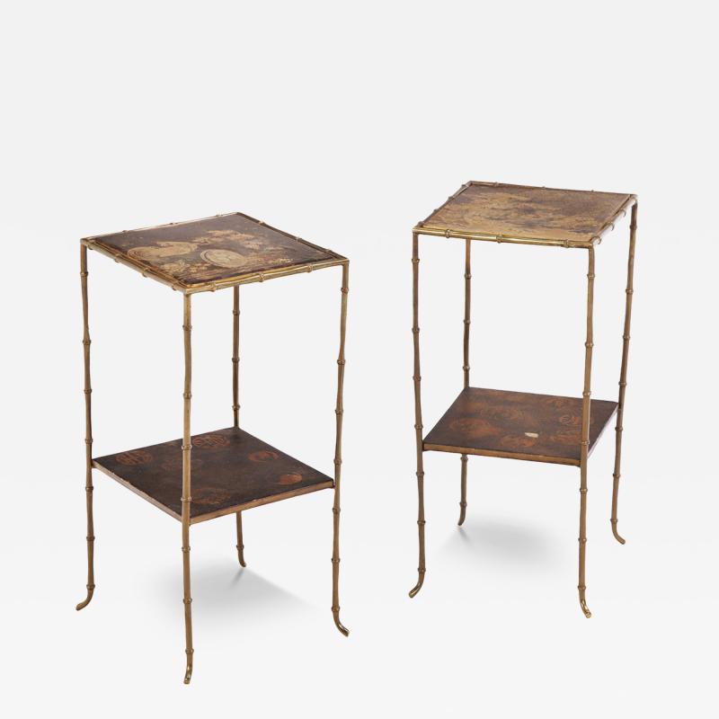 Maison Jansen A Rare Pair of French Bronze Faux Bamboo Tables manner of Maison Jansen 
