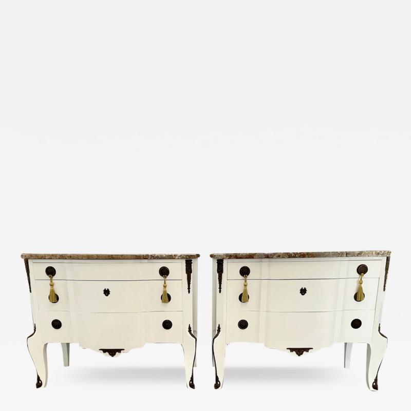 Maison Jansen Antique Maison Jansen French Commodes With Original Marble Tops a Pair