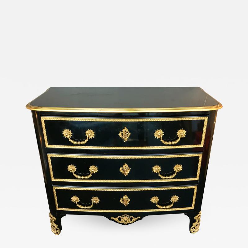 Maison Jansen Chest of Drawers Lacquered and Bronze by Maison Jansen France 1970s