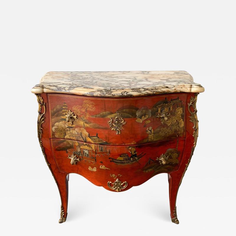 Maison Jansen Commode Louis XV Lacquered Chinoiserie by Maison Jansen France 1960s