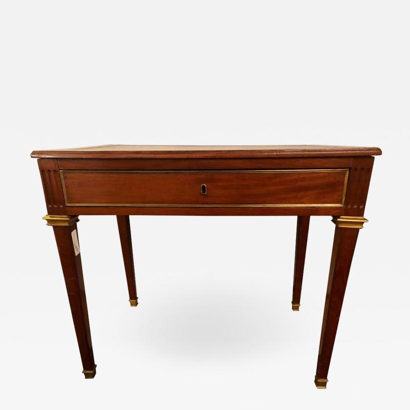 Maison Jansen Diminutive Leather Top Desk with Pull Out Sides and Bronze Mounts Stamped Jansen