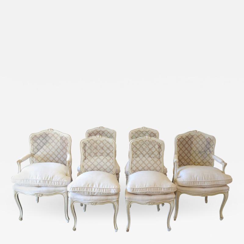 Maison Jansen Dining Chairs with Silk Seats Set of 6