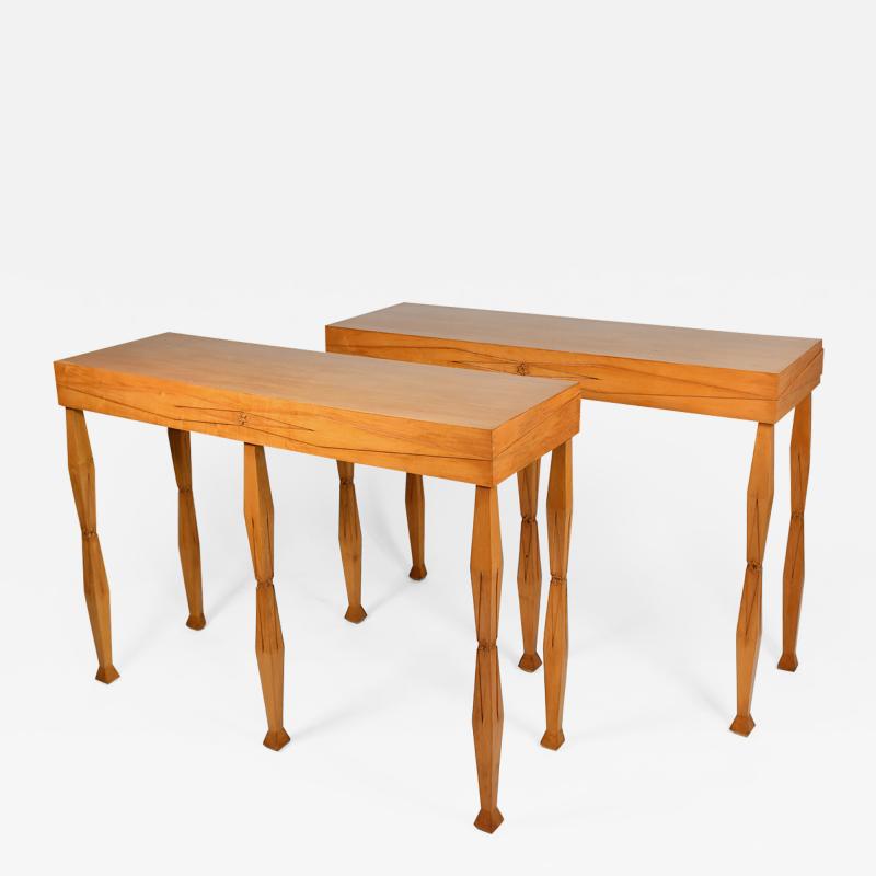 Maison Jansen Elegant pair of unique console tables