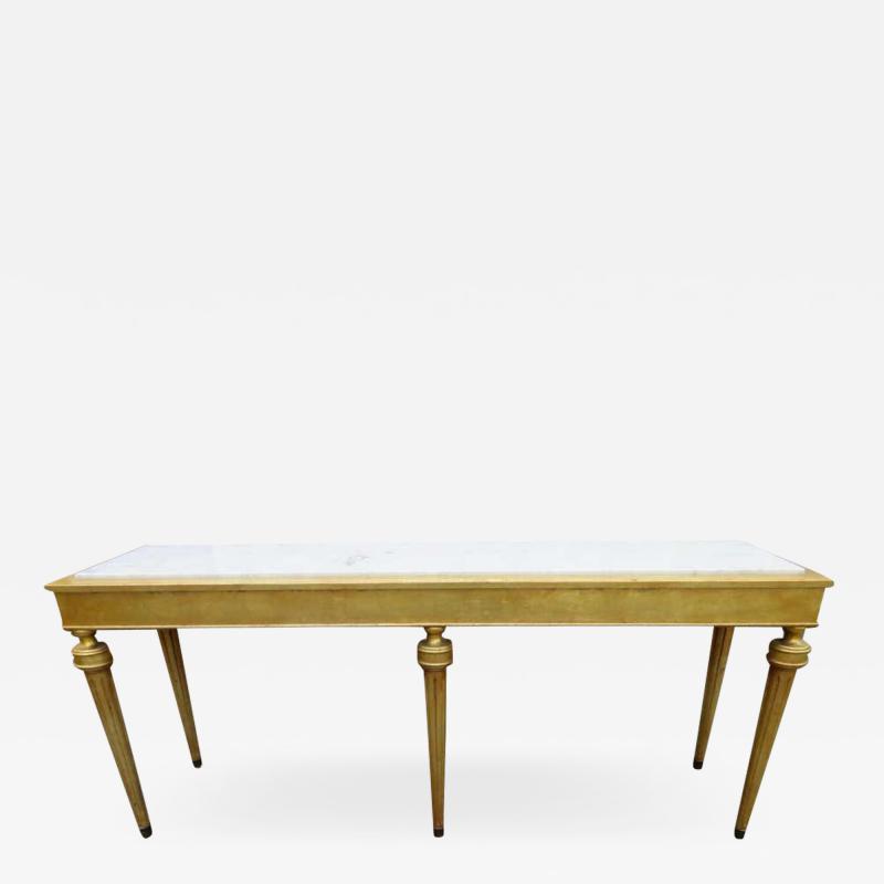 Maison Jansen Fabulous Jansen Style Hollywood Regency Marble Top Gilded Gold Console Table