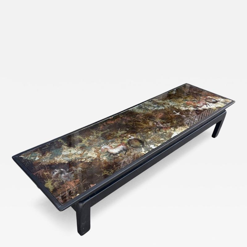 Maison Jansen French Art Deco Eglomise Reverse Painted Glass Cocktail Table Horses