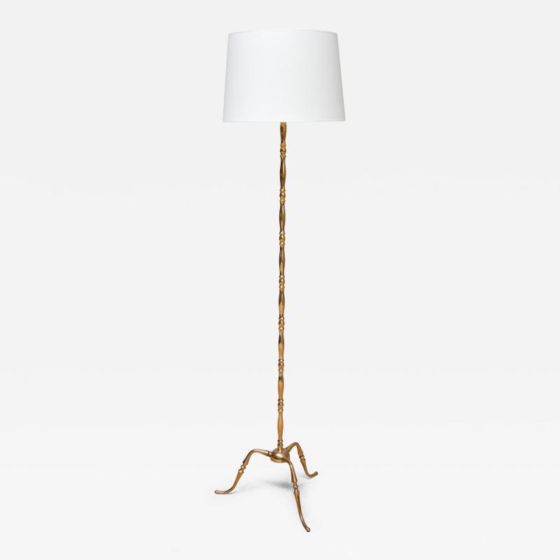 Maison Jansen French Brass Bamboo Tripod Floor Lamp in the Style of Maison Jansen 1950s