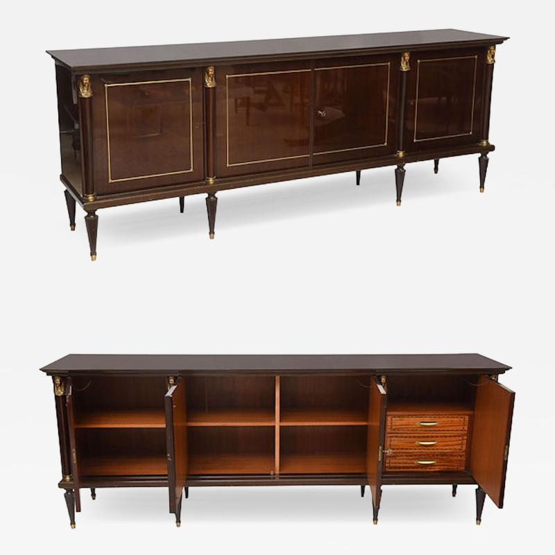 Maison Jansen French Empire Style Palisander and Bronze Mounted Credenza Attributed to Jansen
