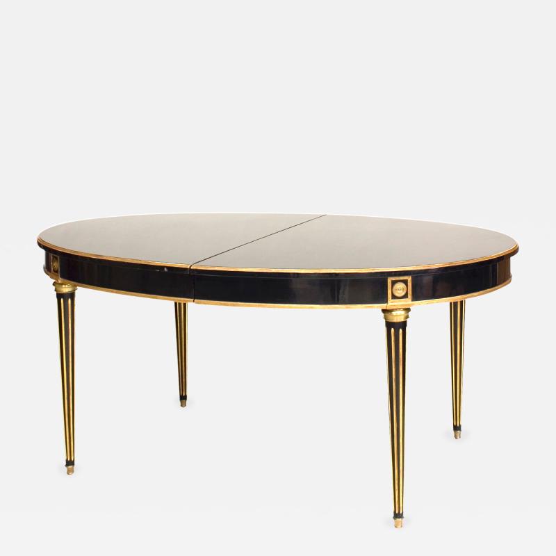 Maison Jansen French Louis XVI Style Ebonized Oval Dining Table