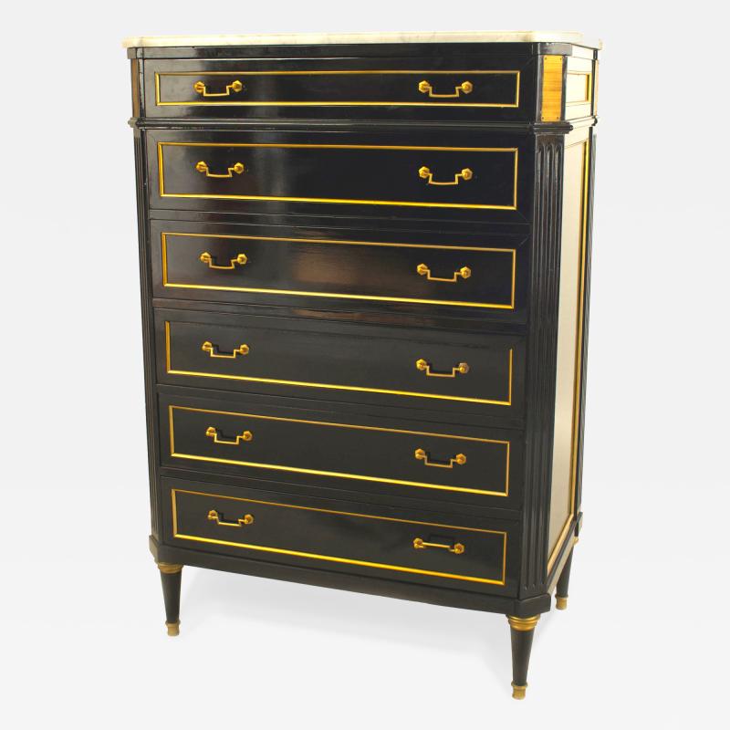 Maison Jansen French Louis XVI Style Jansen Ebonized Chest