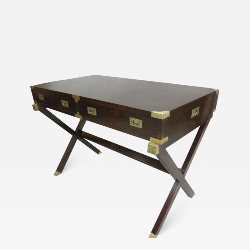 Maison Jansen French Mid Century Modern Neoclassical Mahogany Campaign Desk by Maison Jansen