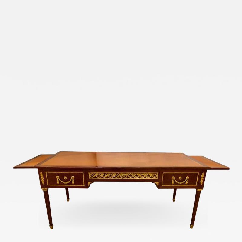 Maison Jansen French Tortoise Wood Louis XVI Style Maison Jansen Partners Desk or Bureau Plat