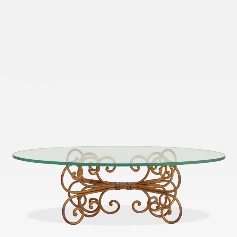 Maison Jansen Gilt Wrought Iron Coffee Table in the Style of Maison Jansen