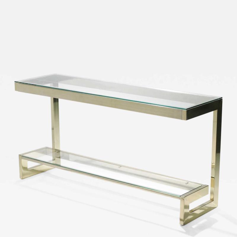 Maison Jansen Guy Lefevre large brass console table for Maison Jansen 1970s