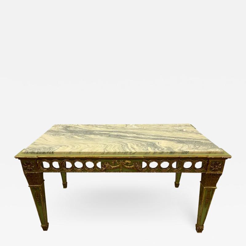 Maison Jansen Hollywood Regency Coffee Table by Maison Jansen Marble Top Painted
