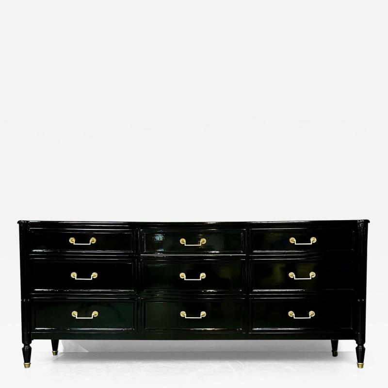 Maison Jansen Hollywood Regency Ebony Lacquer Sideboard Commode Jansen Style Baker