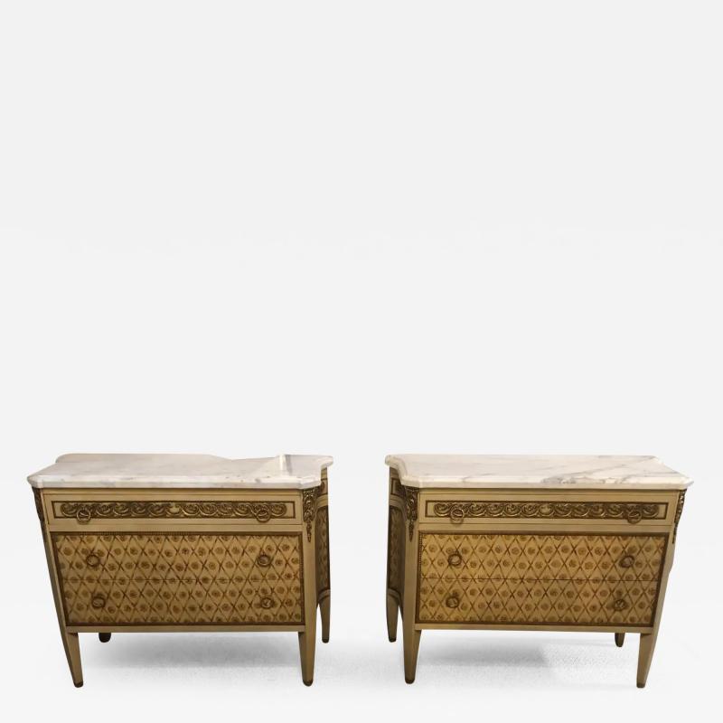 Maison Jansen Hollywood Regency Maison Jansen Style Bronze Mounted Commodes Chests Nightstands