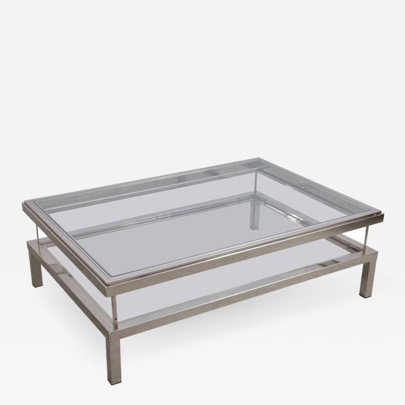 Maison Jansen Huge Maison Jansen Sliding Top Coffee Table in Chrome