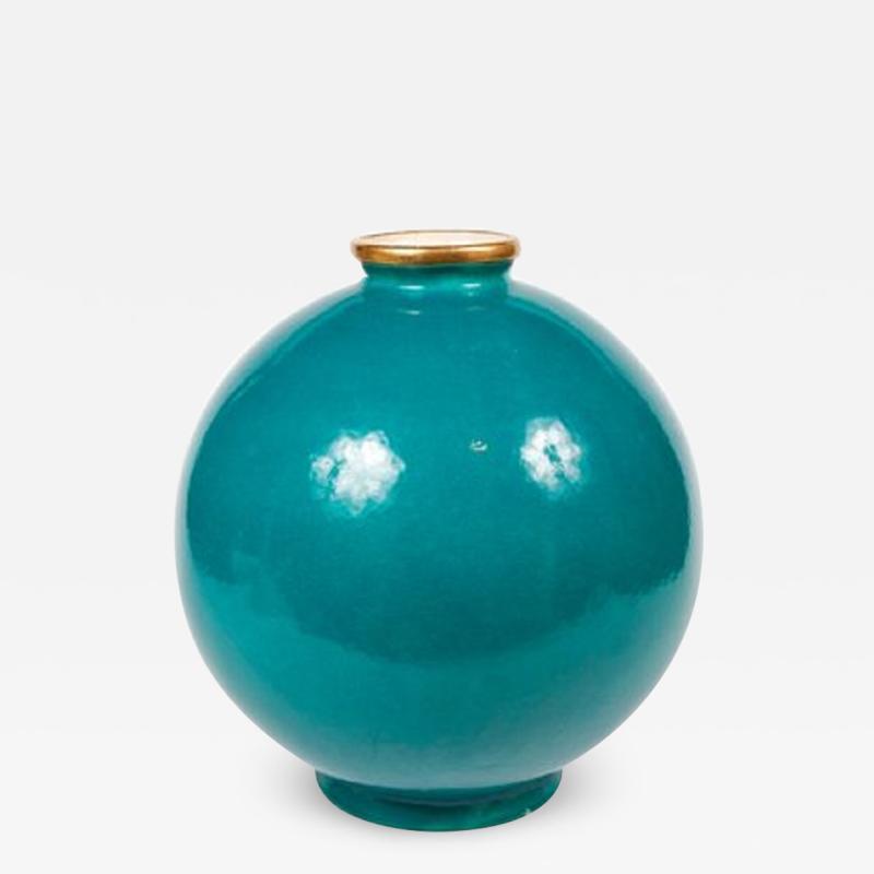 Maison Jansen Important Maison Jansen Turquoise Blue Glazed Ceramic Vase