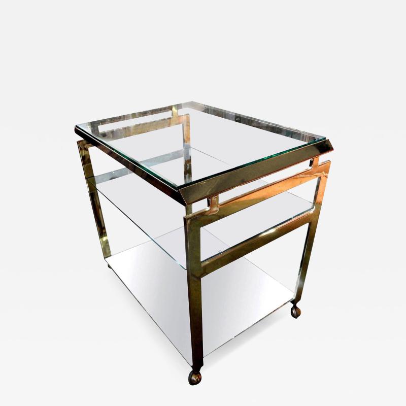 Maison Jansen Italian Mid Century Modern Brass Bar Cart