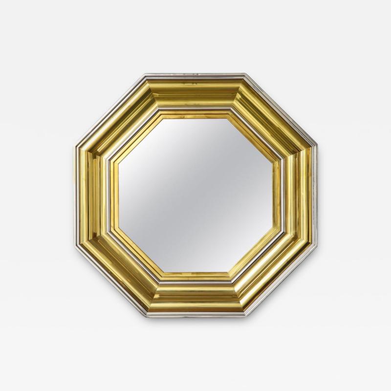 Maison Jansen Italian Modern Brass And Chrome Mirror By Sandro Petti