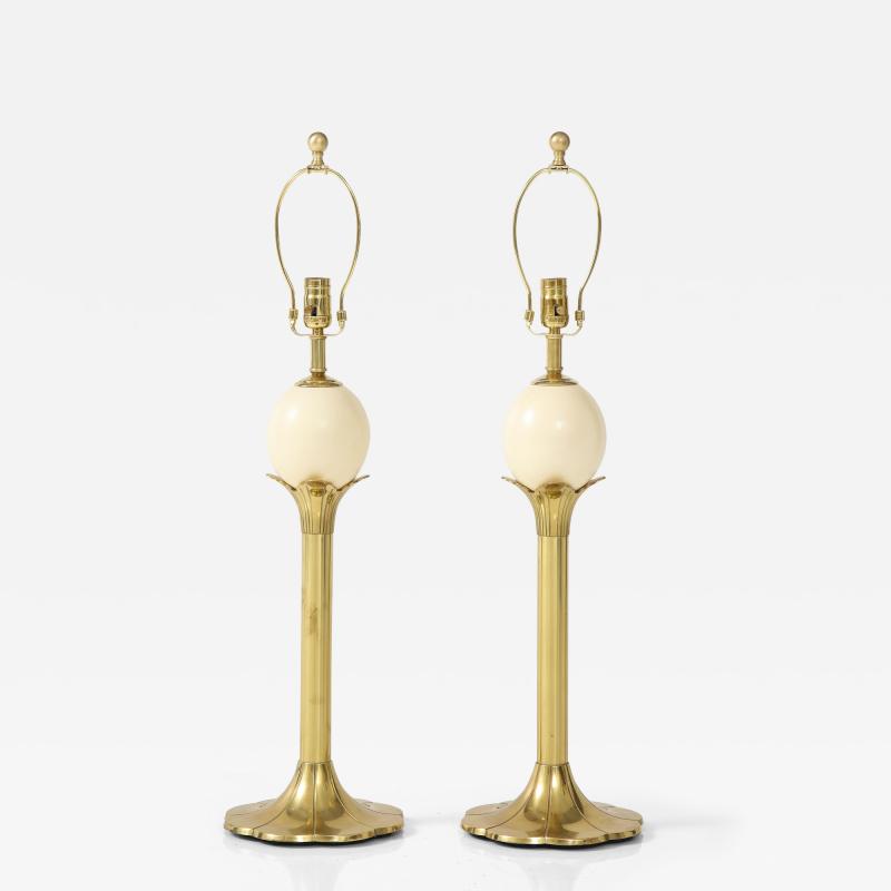 Maison Jansen Jansen Style Brass Ostrich Egg Lamps