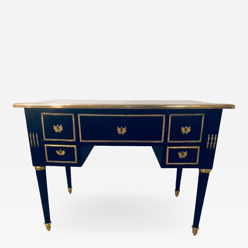 Maison Jansen Jansen Styled Ebonized Bronze Mounted Writing Office Desk Louis XVI Fashioned