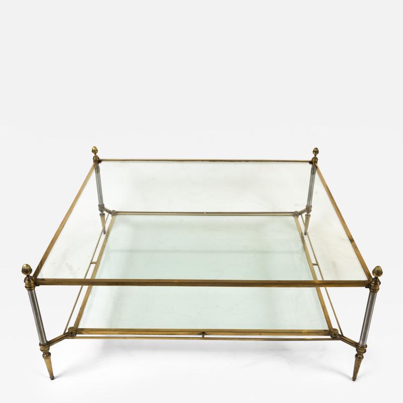 Maison Jansen Large 20th Century French Brass Square Coffee Table By Maison Jansen