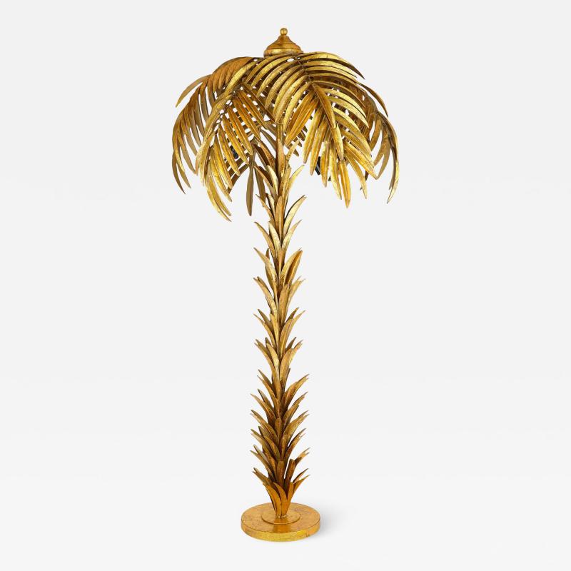 Maison Jansen Large French brass palm tree floor lamp style of Maison Jansen