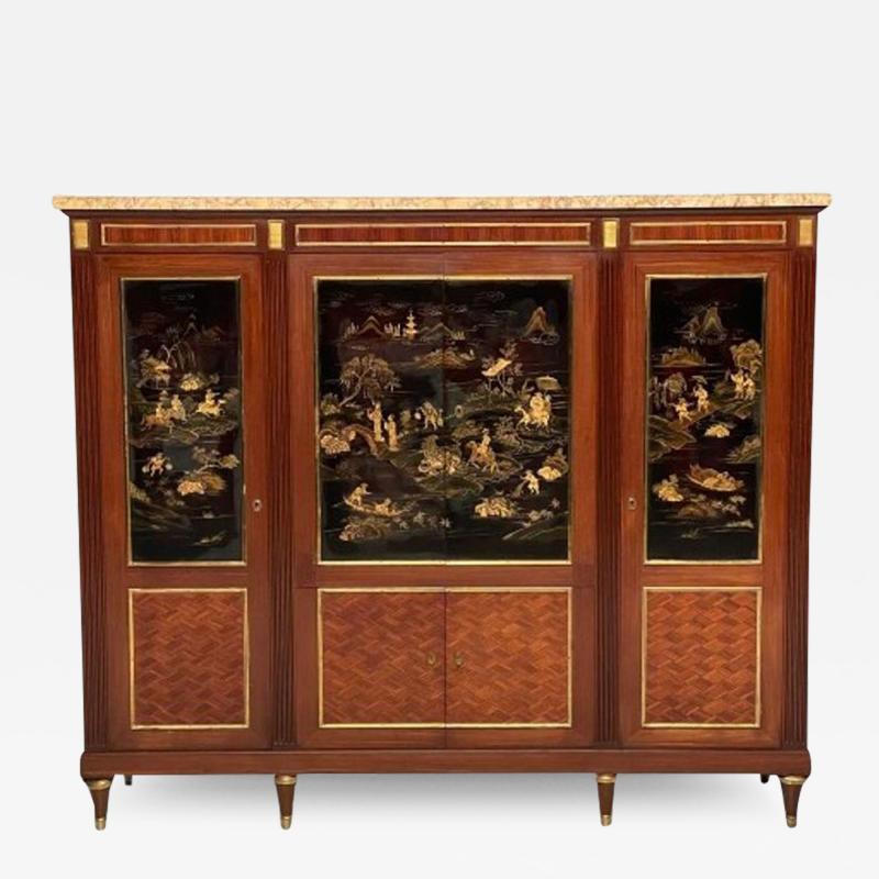 Maison Jansen Louis XVI Chinoiserie Dry Bar Bookcase Cabinet in Fashion of Maison Jansen