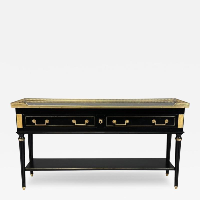 Maison Jansen Louis XVI Hollywood Regency Bronze Marble Ebonized Console France 1930s