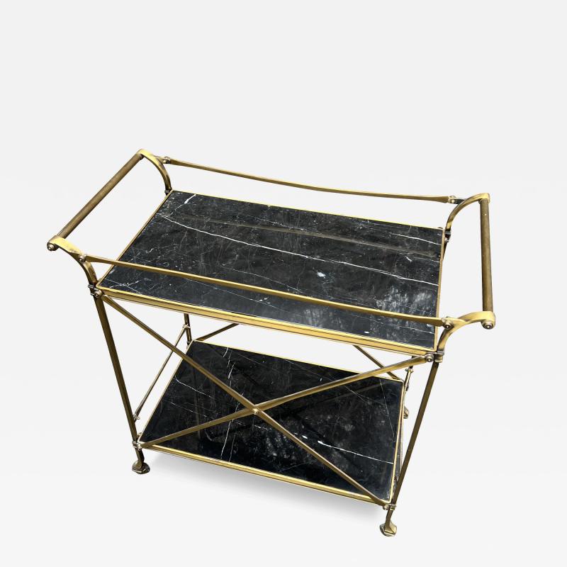 Maison Jansen MID CENTURY BRONZE AND BLACK MARBLE DIRECTOIRE BAR CART BY MAISON JANSEN