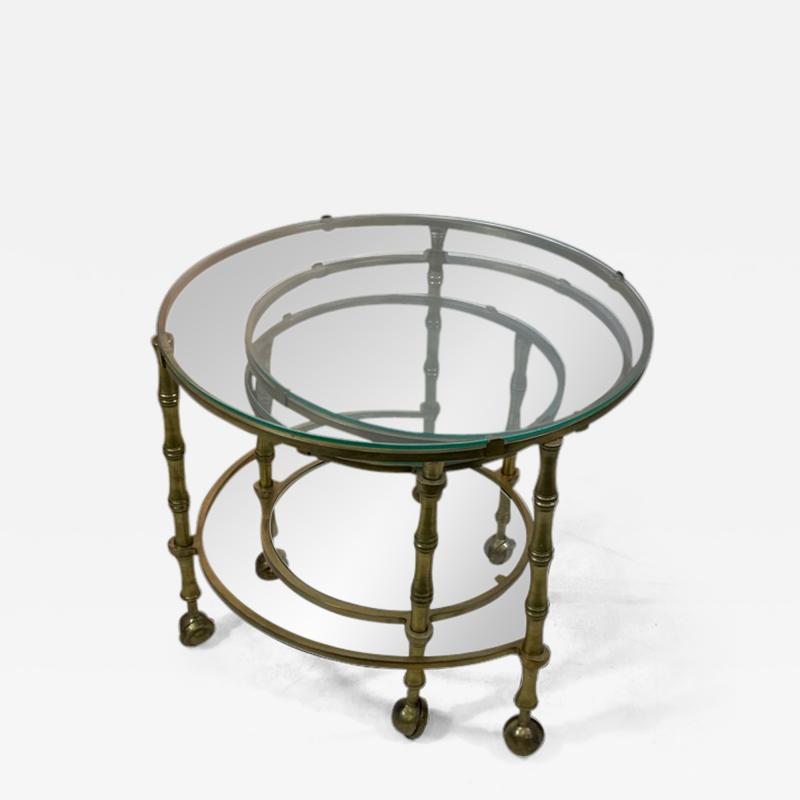 Maison Jansen MODERN SOLID BRASS FAUX BAMBOO EXPANSION NESTING TABLES