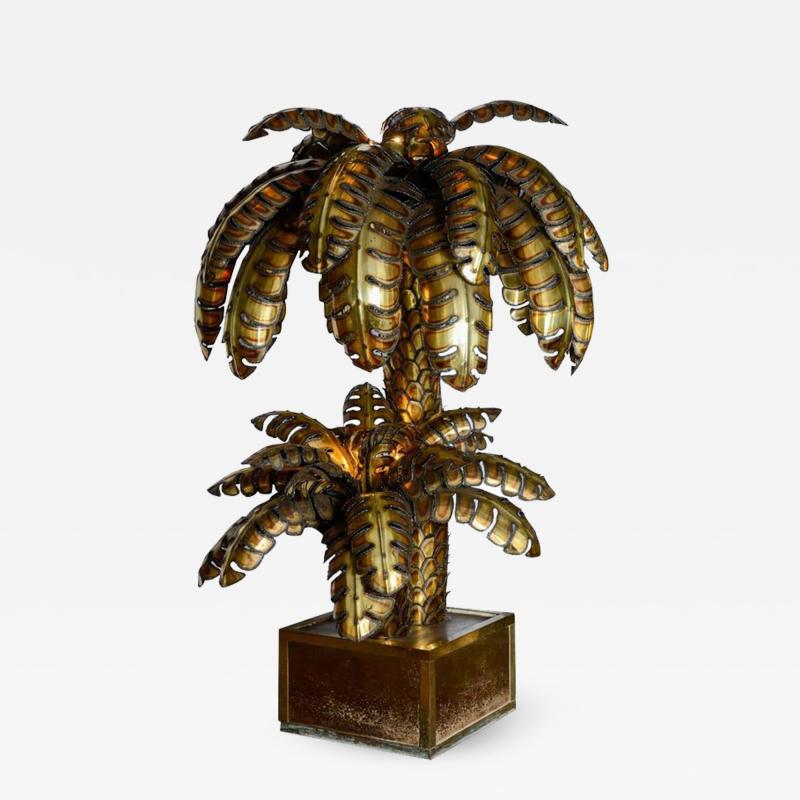 Maison Jansen Maison Jansen Brass Palm Tree Floor Lamp