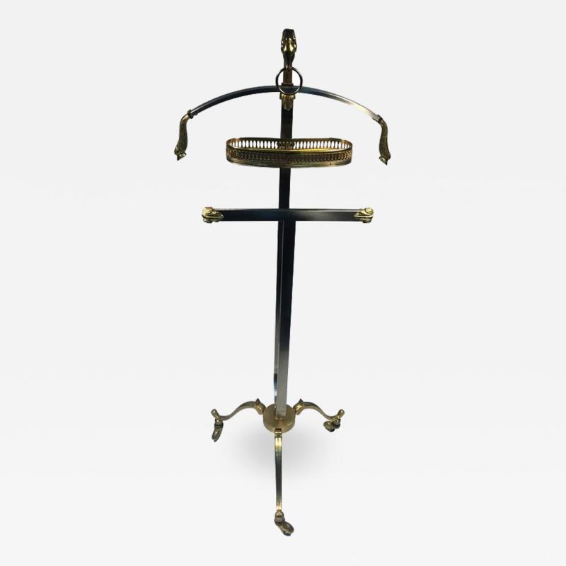 Maison Jansen Maison Jansen Brass and Satin Steel Rams Head and Hooves Valet