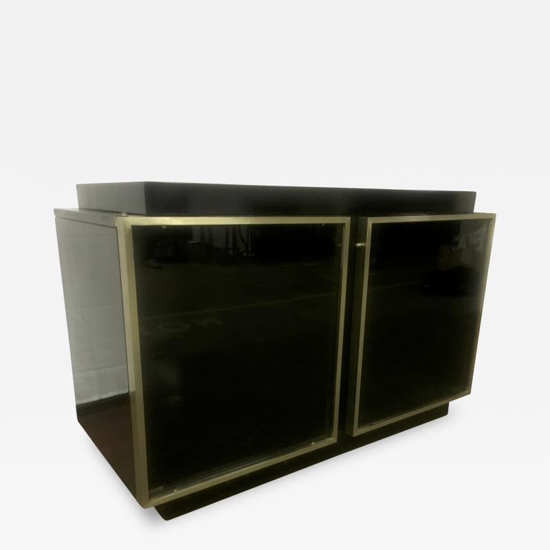 Maison Jansen Maison Jansen Chicest Black Lacquer Brushed Steel Cabinet