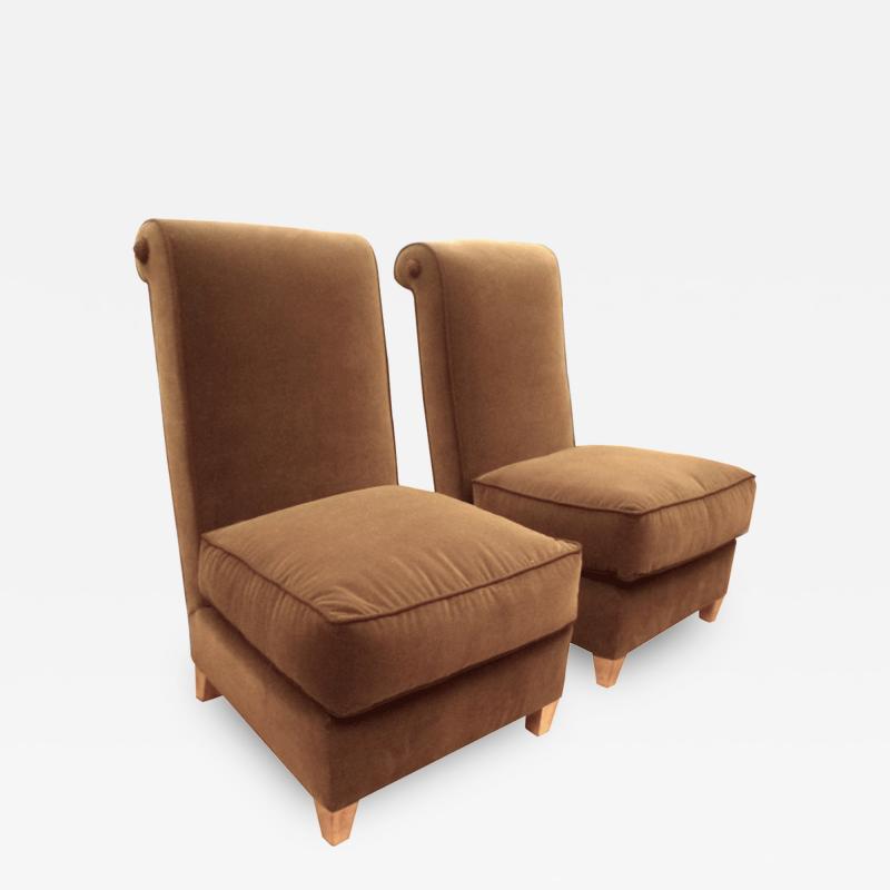 Maison Jansen Maison Jansen Chicest Pair of Slipper Chairs Newly Reupholstered in Velvet