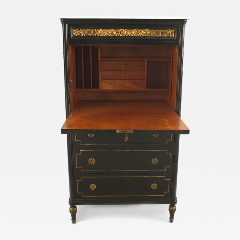 Maison Jansen Maison Jansen French Louis XVI Style Ebonized Secretary Desk