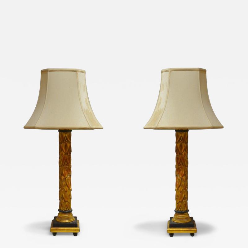 Maison Jansen Maison Jansen Hollywood Regency Giltwood Table Lamps France 1950s