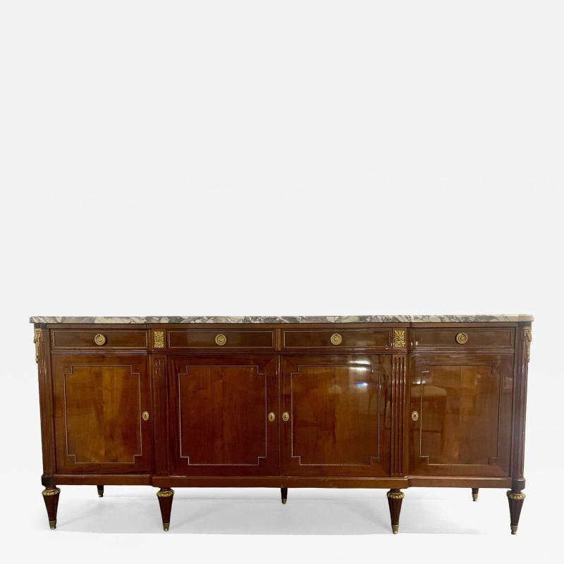 Maison Jansen Maison Jansen Louis XVI Style Sideboard Cabinet Credenza Bronze Marble Top