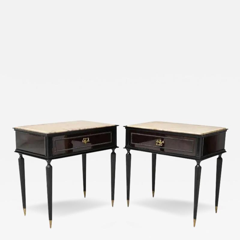 Maison Jansen Maison Jansen Mid Century Empire Style Nightstand Side Tables a Pair