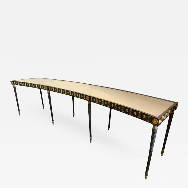 Maison Jansen Maison Jansen Monumental Concave Steel and Bronze Console or Sideboard