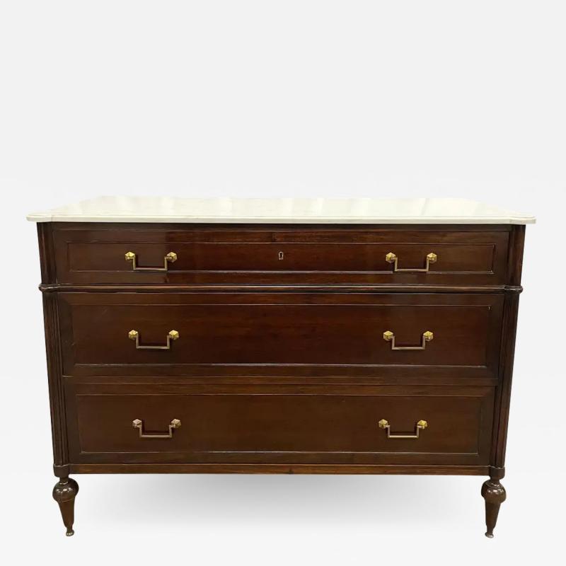 Maison Jansen Maison Jansen Stamped Louis XVI Style Mahogany Marble Top Commode