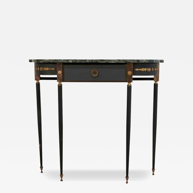Maison Jansen Maison Jansen Style Console Table in Painted Iron and Gilt Bronze with Marble To