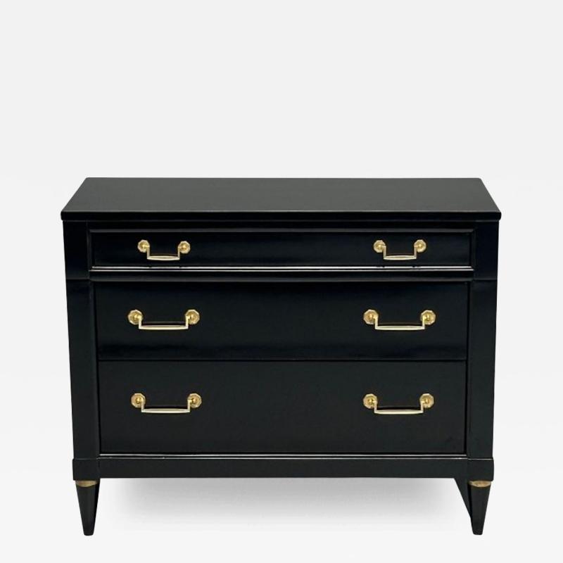 Maison Jansen Maison Jansen Style Hollywood Regency Chest Black Lacquer Bronze 1970s